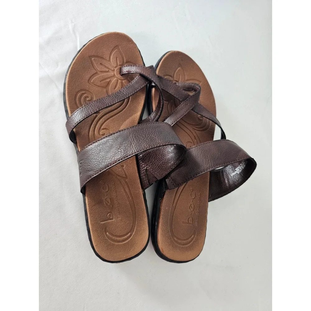 Boho b.o.c. Born Concept Strappy Toe Loop Sandals Womens 8 Brown C54206 Flat